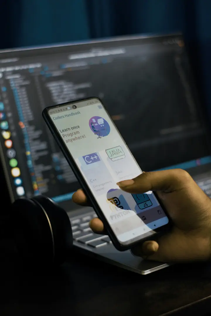 Mobile app development on a smartphone screen