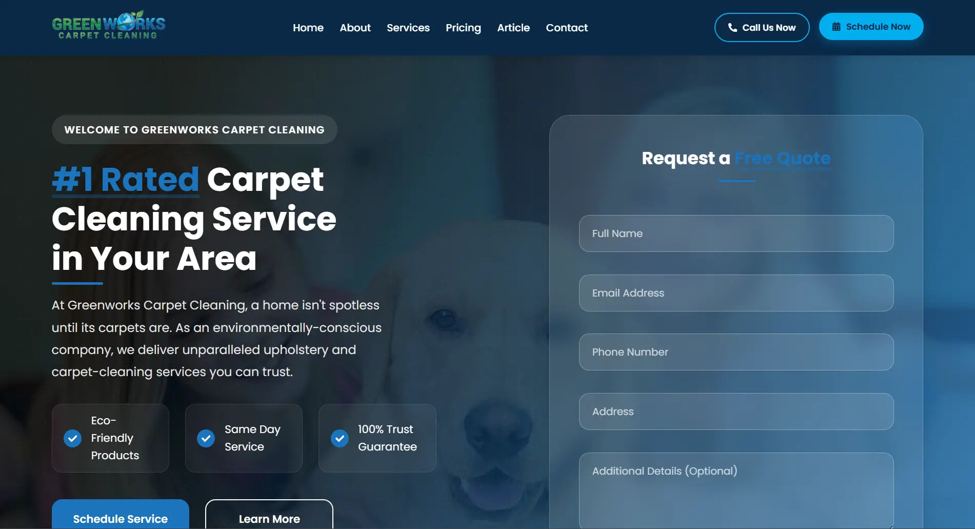 Greenworks Carpet Cleaning website preview