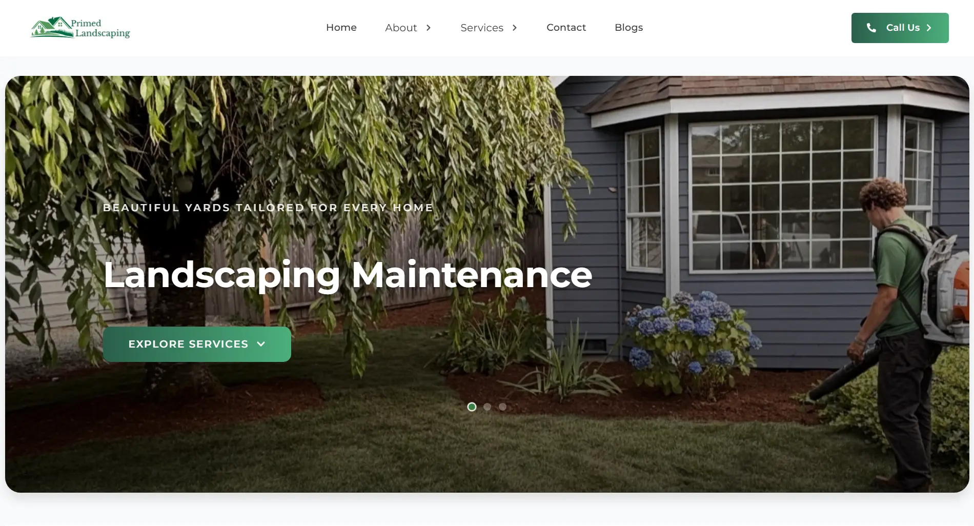 Primed Landscaping website preview