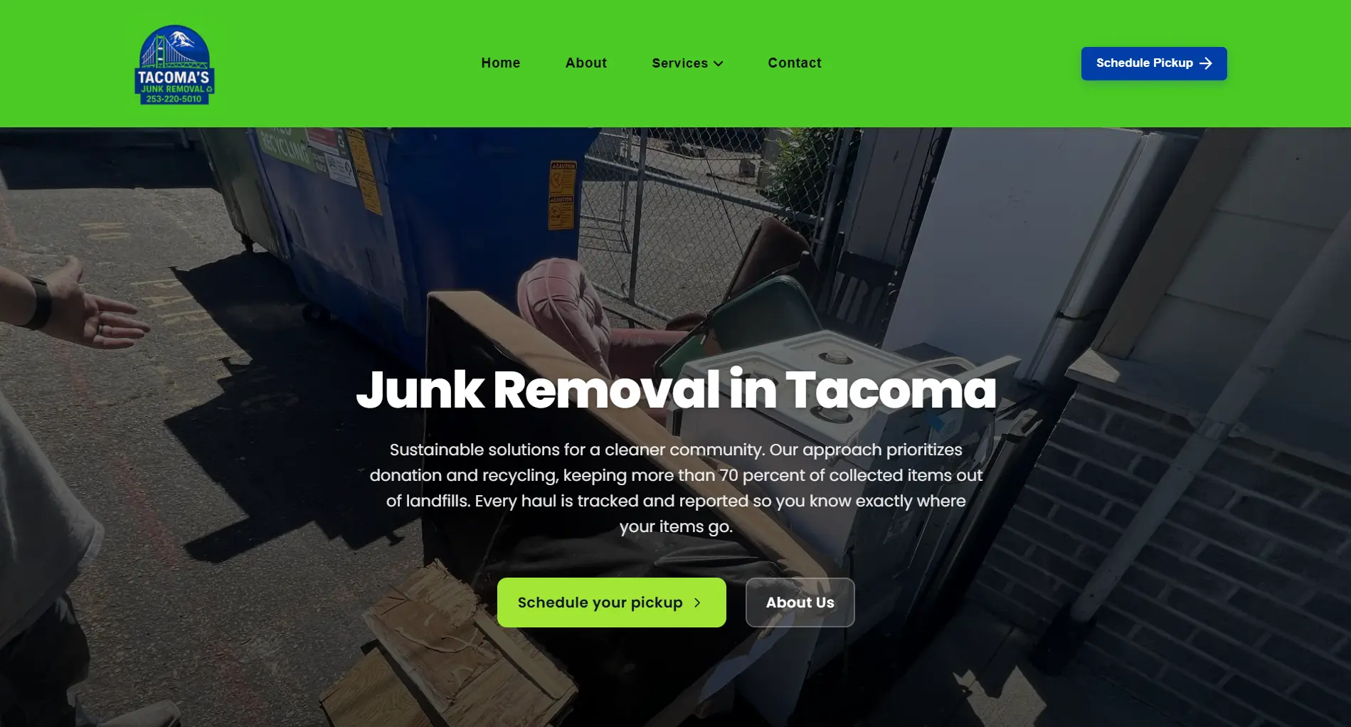 Tacoma's Junk Removal website preview