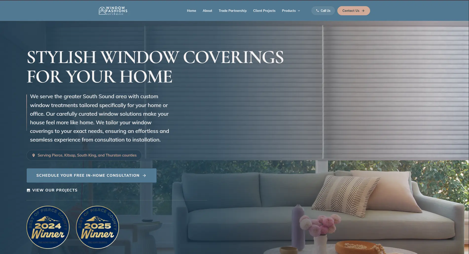 Window Fashions NorthWest website preview
