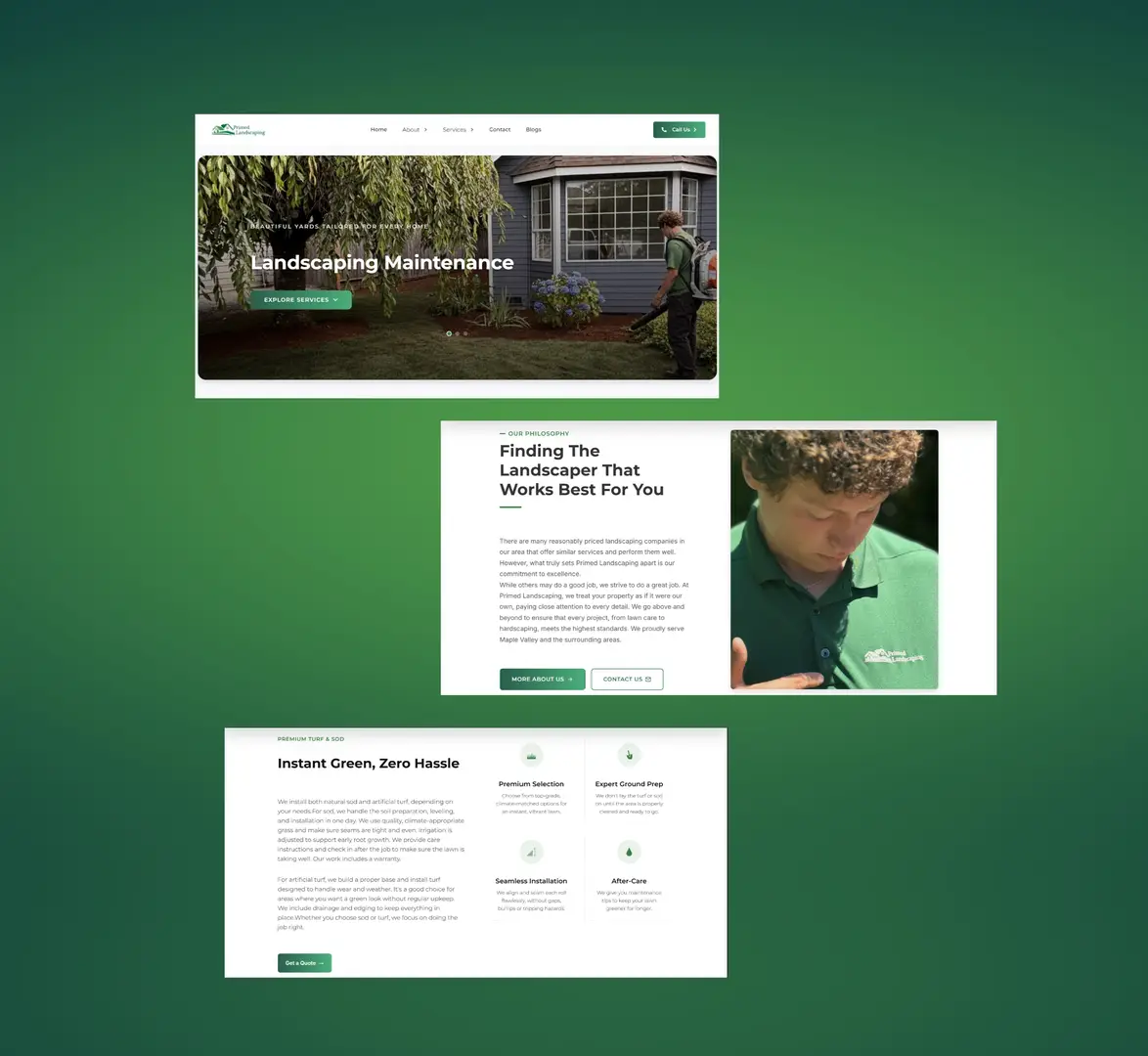 Landscaping services website preview